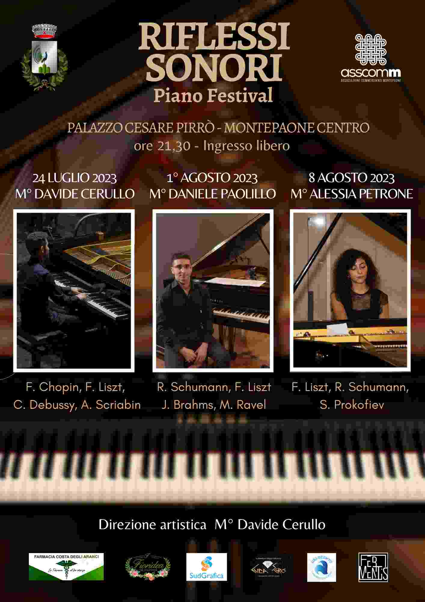 24 Luglio - 1 e 8 Agosto 2023 - Riflessi sonori Piano Festival - Montepaone Centro (CZ)