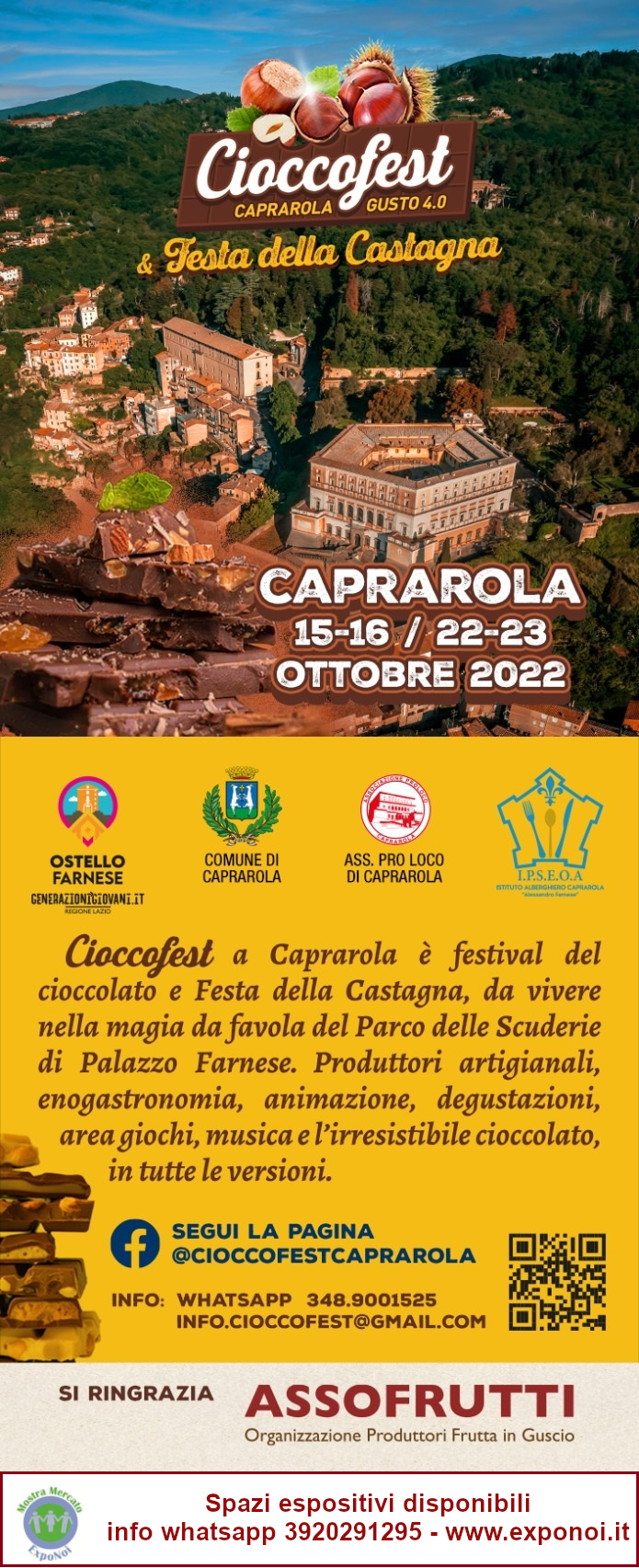 15-16/22-23 Ottobre 2022 - Cioccofest Caprarola Gusto 4.0 e Festa della Castagna