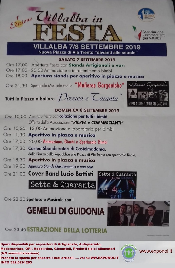 7-8 Settembre 2019 Villalba in Festa